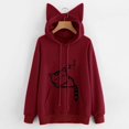 thumbnail image 2 of Vente Chaude Chandail à Capuchon pour Femmes Simple avec Chat de Dessin Animé Oreilles 3D Manches Longues Décontracté Hoody Chandail en Molleton Mode pour Dames Chandail à Capuche Hauts Chandails à Capuchon, 2 of 3