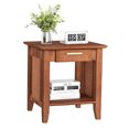 thumbnail image 1 of Gymax Boho Style Nightstand 3-Tier Sofa Side End Table w/ Drawer & Shelf Walnut, 1 of 8