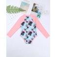 thumbnail image 4 of YONGHS Kids Girls Long Sleeve One Piece Swimsuits Zipper Rash Guard Swimwear UV Protection Bathing Suit Pink 16, 4 of 7