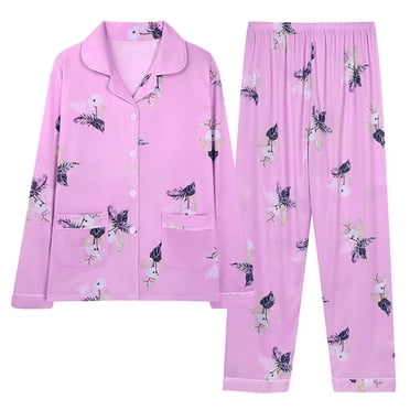 RKSTN Ensembles de Pyjama pour Femmes Légers à Imprimé Floral Décontractés Hauts à Manches Longues avec Pantalons Longs Amples Ensemble de Pyjama Deux Pièces