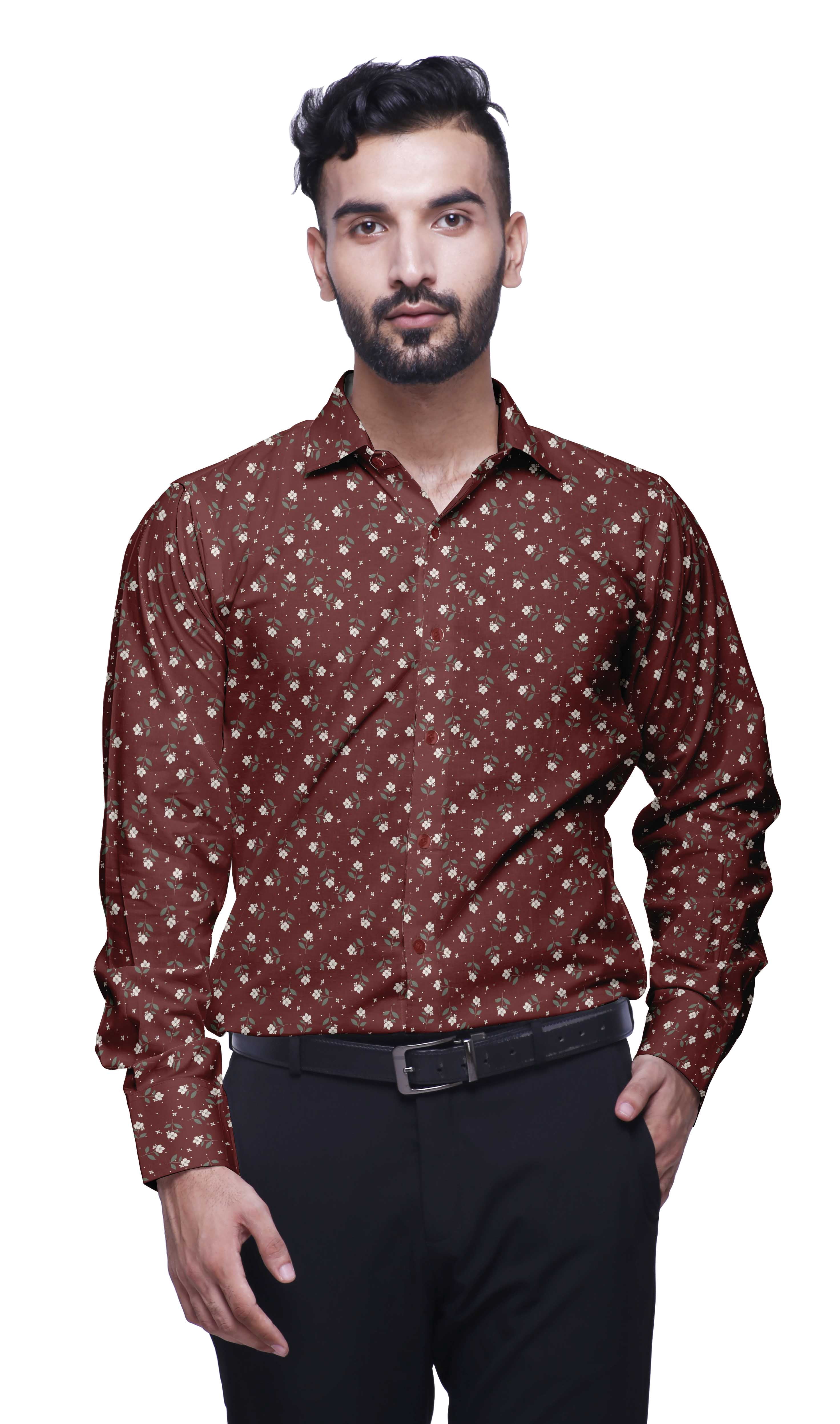 BESTMAN Chemise en Coton avec Poches Col Évasé Boutonnée Chemise Formelle