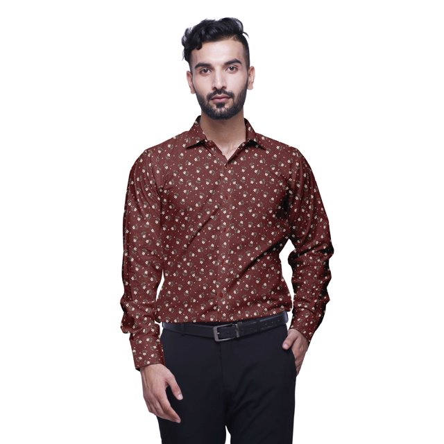 BESTMAN Cotton Shirt With Pockets Spread Collar Button Down Formal Shirt