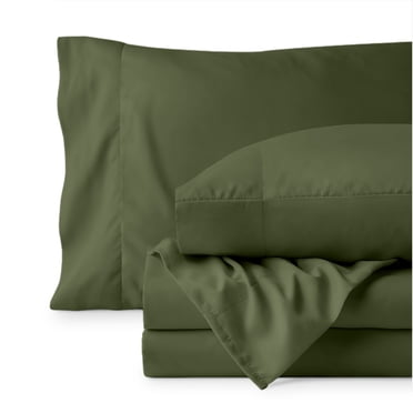 Ivy Union Microfiber Sheet Set - 4-Pieces - Breathable - Deep Pocket, Split Head Flex King, Cypress