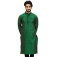 thumbnail image 2 of Atasi Kurta Dupion Vert à Col Officier pour Homme, Manches Longues, Chemise Ethnique - Grand, 2 of 7