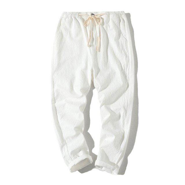 Mefallenssiah Full Length Pants Clearance Men'S Cotton Drawstring Casual Solid Color Washed Straight Leg Cropped Pants Outdoor Pants