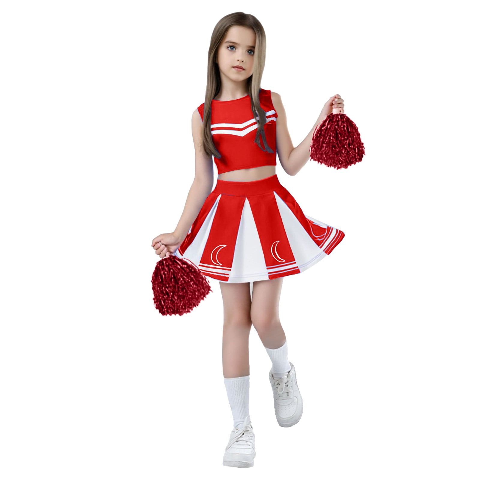 TZEWGL 2 Piece Cheerleading Team Student Role Playing Stage Outfit Sets For Girl Home And Outside Wear For Toddlers size 11-12T