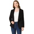 thumbnail image 1 of INSPIRE CHIC Blazer à Col Drapé en Faux Suède pour Femme, Manches Longues, Ouvert à l'Avant, Veste TG Noir, 1 of 1