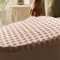 thumbnail image 4 of New Release,Split Toilet Cover, Elastic Fabric Cover for High Tank Models, All-Season Universal Household Toilet Cover, | 100%Polyester, Pink-101 $BS$3, 4 of 9