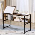 thumbnail image 2 of HOMCOM Table à Dessin Inclinable Bureau d'Ordinateur avec Tablette, Brun Rustique, 2 of 10