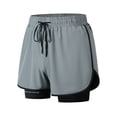 thumbnail image 2 of Styesk Mens Shorts Men Large Size Solid Color Casual Fashion Loose Sports Three-quarter Pants Drawstring Pockets Double Layer Exercise Shorts Pants, 2 of 6