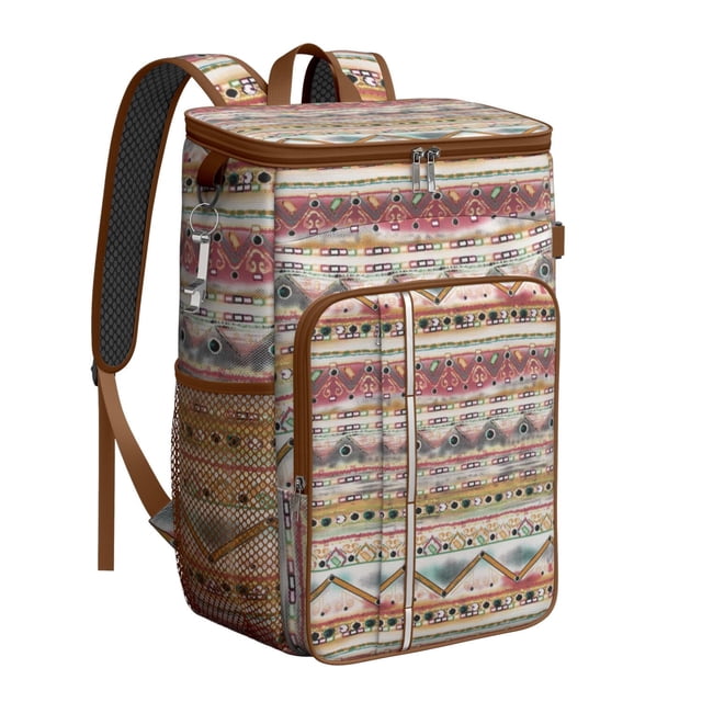 Hippie Retro Style Colorful Abstract Insulated Backpack Cooler - 20L Soft Cooler Bag, Geometric