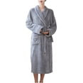 thumbnail image 1 of FAIWAD Robe pour Femme à Manches Longues, Col à Revers, Peignoir Long en Peluche, Pyjama en Molleton Doux avec Poche et Ceinture, 1 of 4