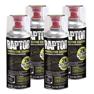 U-POL 4883 Raptor 2K Aerosol Truck Bedliner Protective Coating - Black, 4-Pack