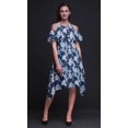 thumbnail image 3 of Bimba Robe Droite à Épaules Dénudées pour Femmes, Tunique de Fête à Col Rond, Imprimée Teinture sur Nœuds Bleue - Moyen, 3 of 6