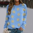 thumbnail image 2 of Bmisegm T-Shirt à Manches Longues Col Rond pour Femmes, Imprimé, Bleu TTG, 2 of 5