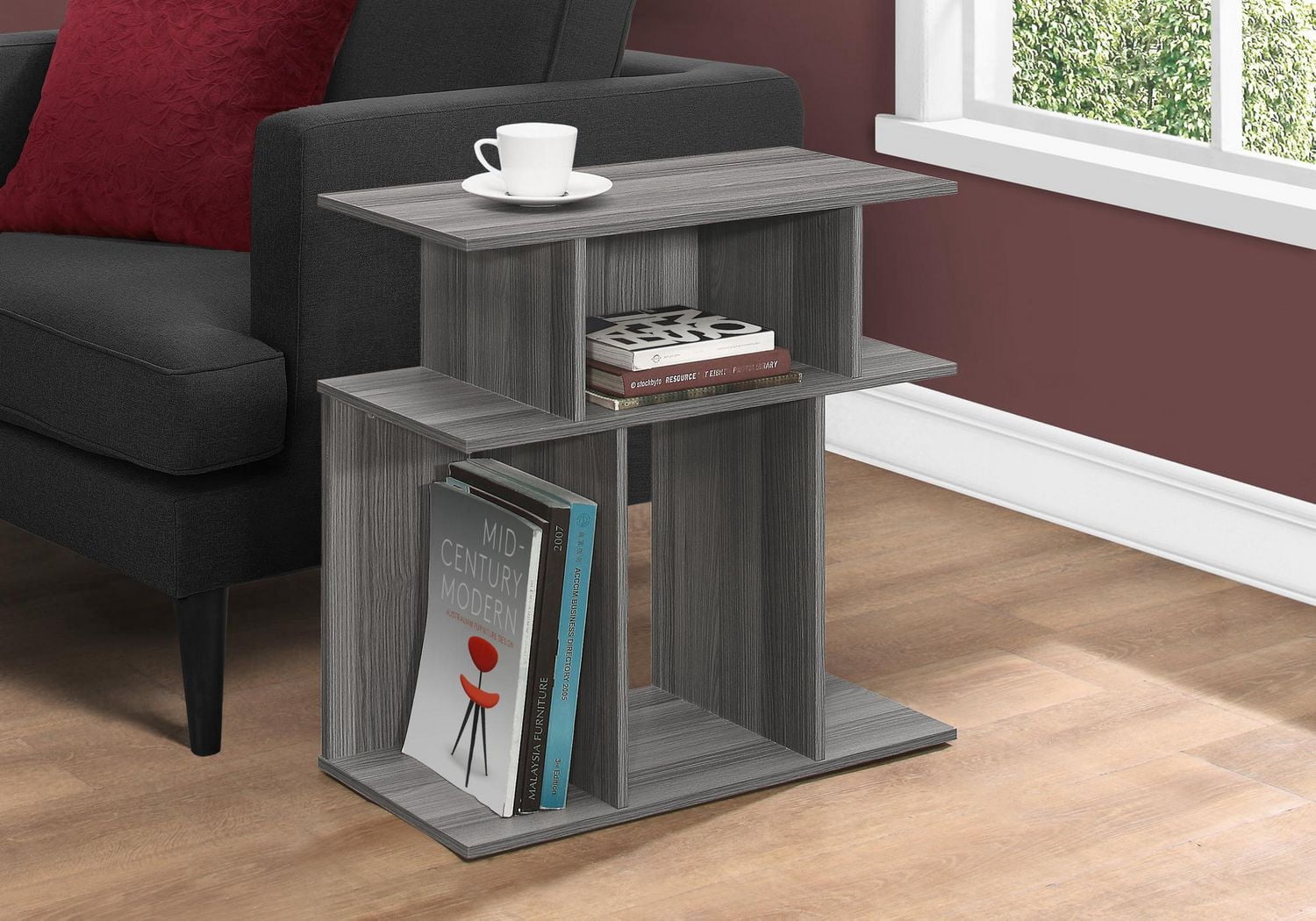 Monarch Specialties Accent Table, Side, End, Nightstand, Lamp, Living Room, Bedroom, Laminate, Grey, Contemporary, Modern