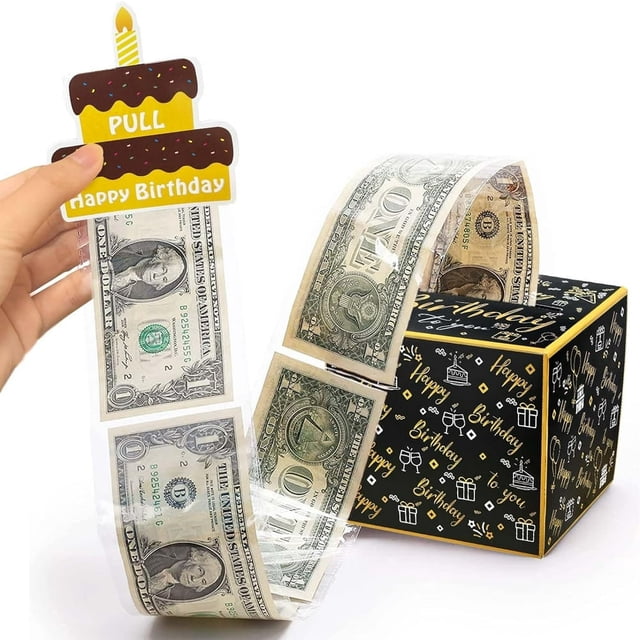 CNKOO Happy Birthday Day Money Box for Cash Gift Pull Money Gift Boxes for Cash Money Box for Cash Gift Colourful Money Holder for Cash with Pull Out Card DIY Set Surprise Birthday Gift B