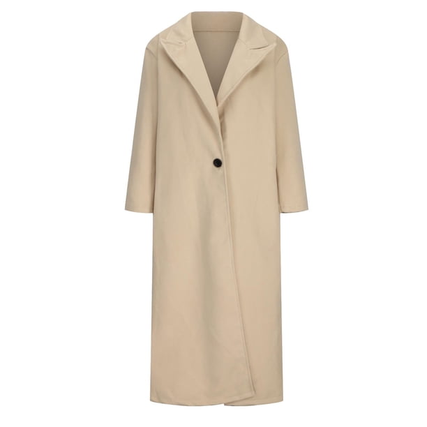 Besolor Women's Woolen Coat Long Sleeve Lapel Collar Open Front