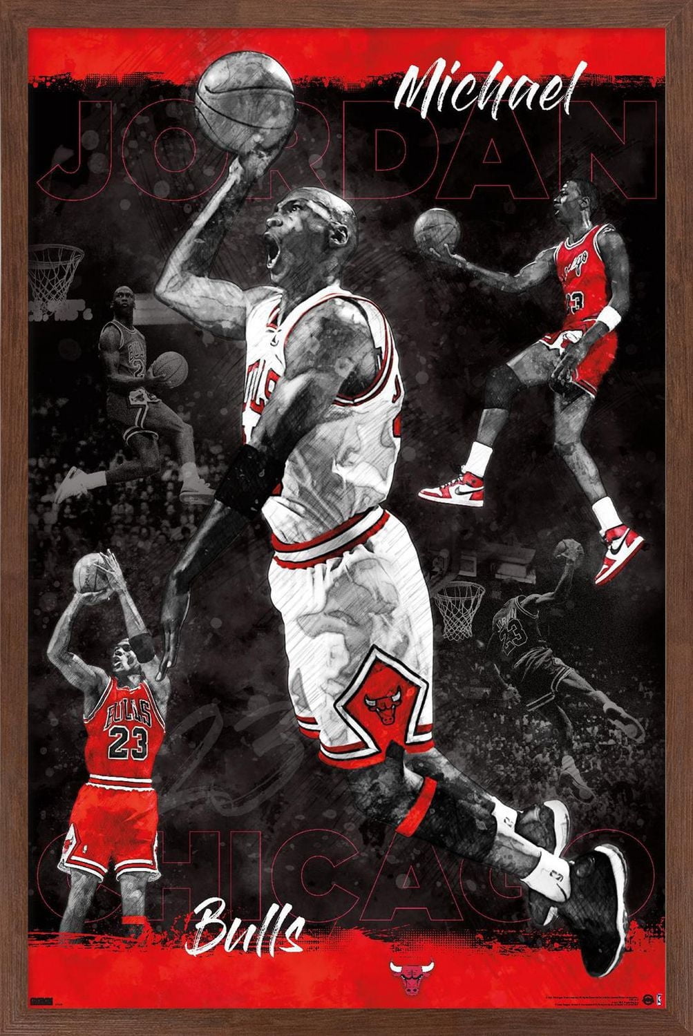 Michael Jordan - Sketch Wall Poster, 22.375" x 34" Framed