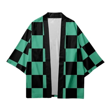 Cardigan Kimono Élégant Style Demon Slayer pour Femmes, Imprimé Anime, pour la Mode Estivale, les Loisirs et les Performances sur Scène et (Vert-G)#3076
