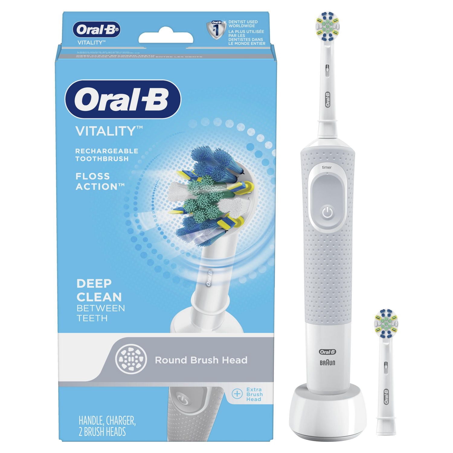 Oral-B Vitality FlossAction Electric Rechargeable Toothbrush with 2 Brush Heads