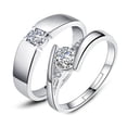 thumbnail image 1 of 2Pcs/set Men Women Couples Rings Wedding Party Crystal Letters Couples rings Wedding Cuff Ring Love Matching Jewelry, 1 of 9