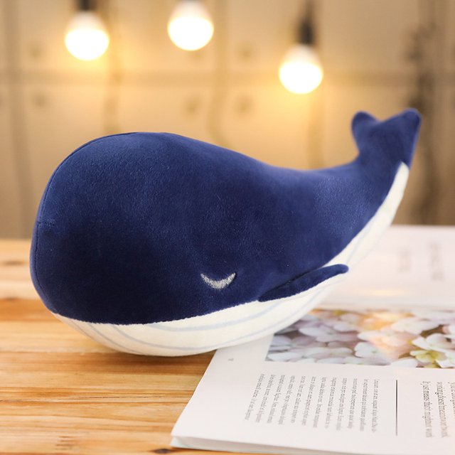 NETSENG Oreiller en Peluche Doux en Coton Duveté Simulation Grande Baleine Bleue Dauphin Poupée Jouet en Peluche (25CM)