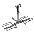 thumbnail image 1 of Reese Bike Rack 63134 Explorer; 1-1/4 Inch And 2 Inch Receiver Hitch Mount; Holds 2 Bikes; Up To 90 Pound Weight Capacity; Bike Tire Clamp; Without Lock; Foldable; Powder Coated Black; Steel, 1 of 9