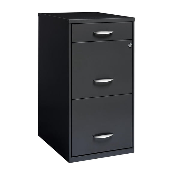 Space Solutions 3 Drawer Letter Width Vertical File Cabinet with Pencil Drawer, Pearl White