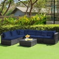thumbnail image 3 of Patiojoy 7 Pcs Outdoor Patio Furniture Set All-Weather PE Rattan Sofa Set w/Coffee Table & Cushions Navy, 3 of 10
