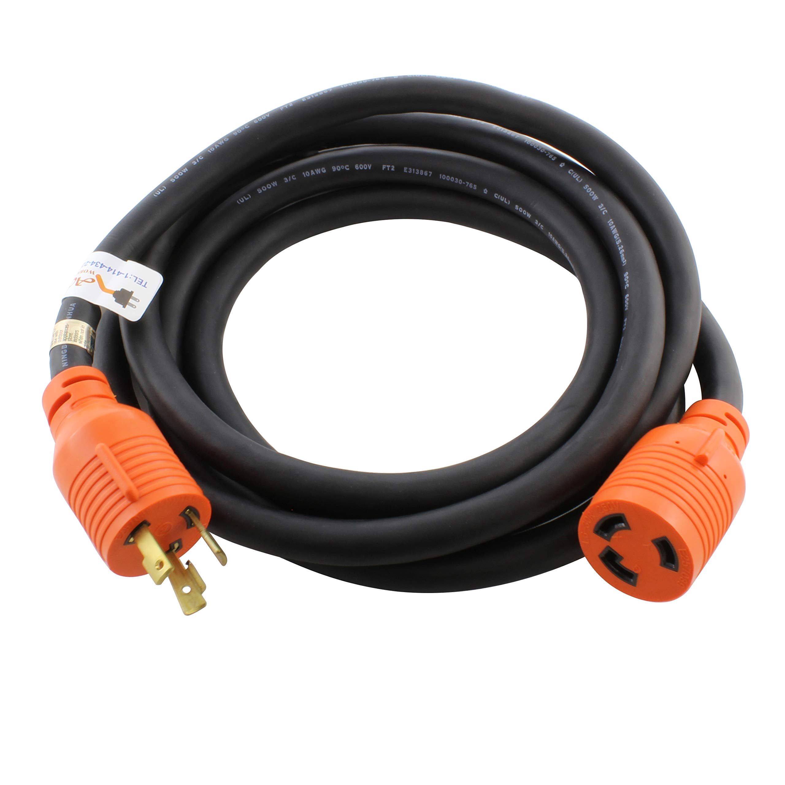 AC WORKS NEMA L6-30 Rubber STW 10/3 Extension Cord (10FT)