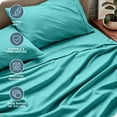 thumbnail image 4 of Bare Home Premium 1800 Collection Ensemble de Draps 4 Pcs, Grand Lit, Turquoise, 4 of 10