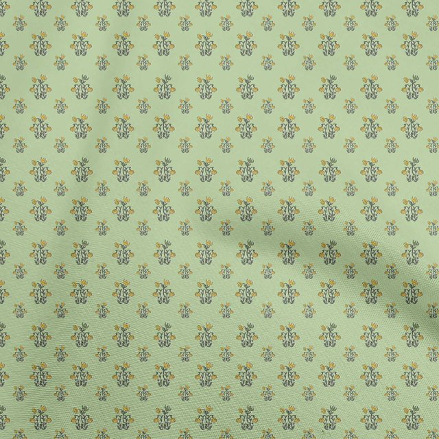 oneOone Georgette Viscose Light Green Fabric Asian Block Sewing Material Print Fabric By The Yard 42 Inch Wide