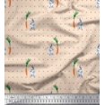 thumbnail image 1 of Soimoi Japan Crepe Satin Fabric Carrot & Rabbit Dots Fabric Prints By Yard 42 Inch Wide, 1 of 5