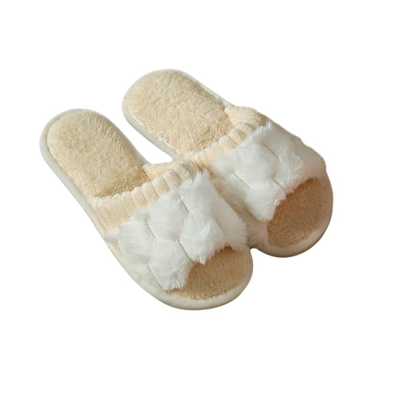 Wdhugt Pantoufles à Blocs de Couleur Douillettes pour Femmes en Peluche Mignonnes et Chaudes Intérieur Extérieur Chaussures de Maison Semelle Épaisse Matériau Eva Taille Us 9.5