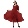 thumbnail image 2 of Moomaya Robe Maxi à Étages à Col en V Boutonnée pour Femmes, Robe de Soirée, 2 of 6