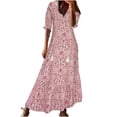 thumbnail image 2 of EQWLJWE Robe pour Femmes Liquidation Mode Robe Décontractée pour Femmes Printemps et Été Col en V Manches Trois-Quarts Robe Imprimée Robes pour Femmes Grande Taille, 2 of 6