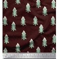 thumbnail image 1 of Soimoi Brown Poly Georgette Fabric Christmas Tree Print Fabric by Yard 52 Inch Wide, 1 of 3