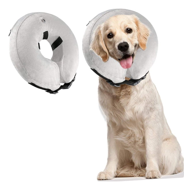 Large Inflatable Dog Cone Recovery Collar, Adjustable Protective Collar for Large Dogs and Cats, Designed to Prevent Pets from Touching Stitches, Wounds and Rashes