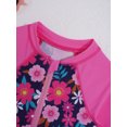 thumbnail image 4 of YONGHS Kids Girls Long Sleeve One Piece Swimsuits Zipper Rash Guard Swimwear UV Protection Bathing Suit Rose Red 4, 4 of 7