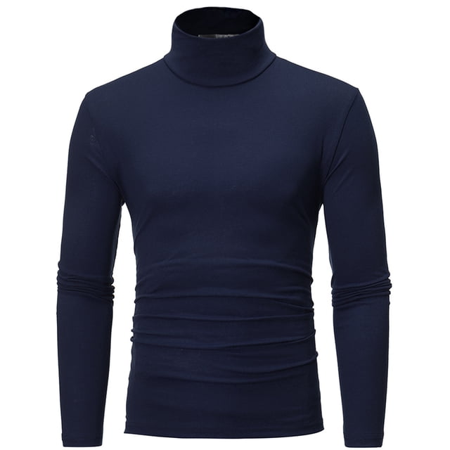Chemisier pour Homme à Manches Ajustées, Chemise Habillée en Coton Extensible Uni avec Encolure à Col Roulé et Manches Longues. Fabriqué en polyester, Ce Haut Ajusté pour Homme Est Stylé dans une Couleur Foncée Unie, Convient aux occasions de Mode et de sport. Parfait comme Chemisier à Col Roulé pour Homme Ou Haut Ajusté pour Homme.
