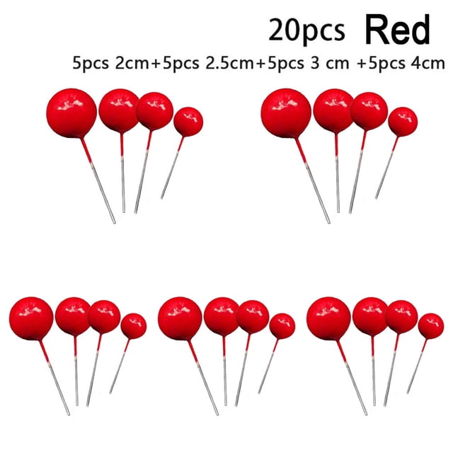 Bgsha 20pcs Golden Ball Cake Topper Birthday Party Cupcake Topper for Cake Decor
