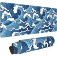 thumbnail image 1 of Japanese Blue and White Wave Extended Mouse Pad 31.5x11.8 Inch Wave Desk Mousepad Extended Large Non-Slip Rubber Base Waterproof Big Keyboard Mat with Stitched Edges for Gaming and Office, 1 of 5