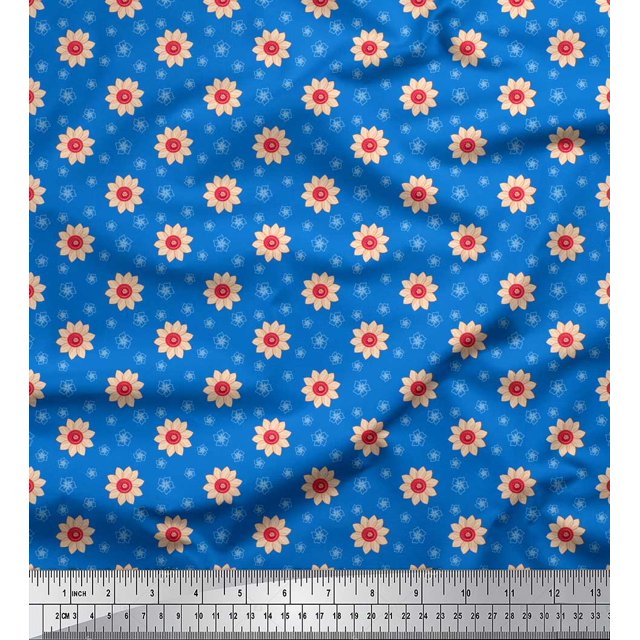 Soimoi Silk Fabric Artistic Floral Decor Fabric Printed Yard 42 Inch Wide