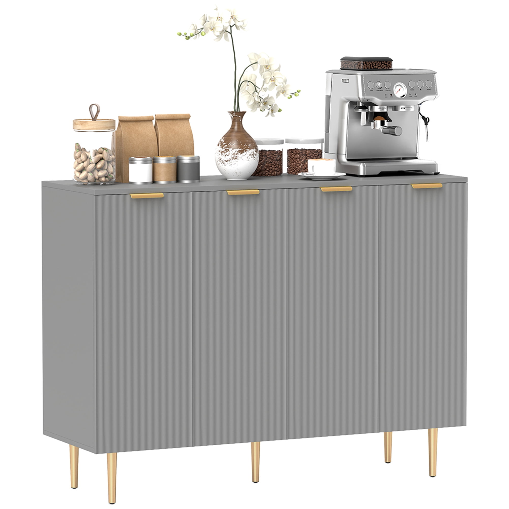 HOMCOM Sideboard Buffet Cabinet w/ Adjustable Shelves, Grey