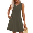 thumbnail image 3 of Ovzne Robes pour Femmes 2025 Robe pour Femme Mode Femme Confortable Été Couleur Unie Sans Manches Robe à Col Rond Grande Taille Robe Maxi Liquidation, 3 of 5