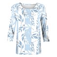 thumbnail image 4 of Pompotops T-shirt Ample Imprimé Mode Femme Manches 3/4 Blouse Col Rond Hauts Décontractés Liquidation, 4 of 5
