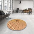 thumbnail image 4 of Ahgly Company Tapis d'Intérieur Rond Lavable en Machine Orange Transitionnel, 3 Pieds Rond, 4 of 7