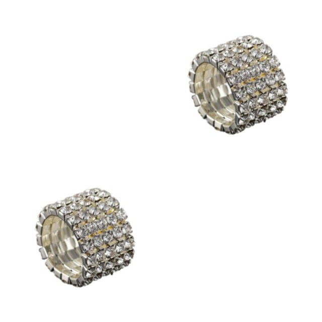 Maytalsory Bague en Cristal Extensible de Luxe Unique pour Déclaration d'Amour Bague Incrustée à la Mode Argent 5 Rangées 2Ensemble