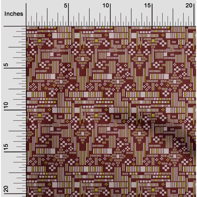 oneOone Cotton Cambric Fabric Stripe & Square Geometric Decor Fabric Printed BTY 56 Inch Wide